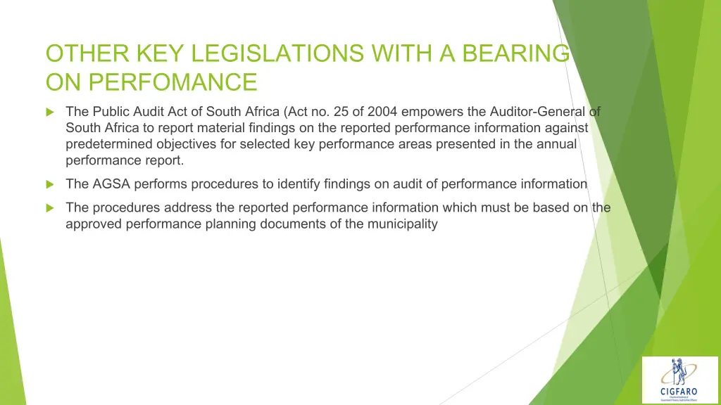 other key legislations with a bearing