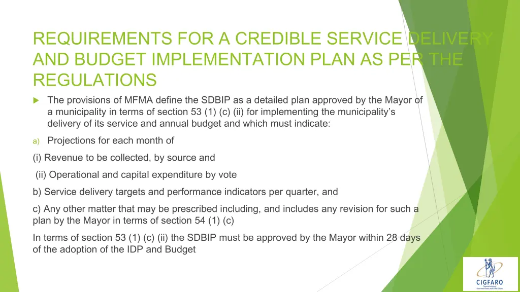 requirements for a credible service delivery