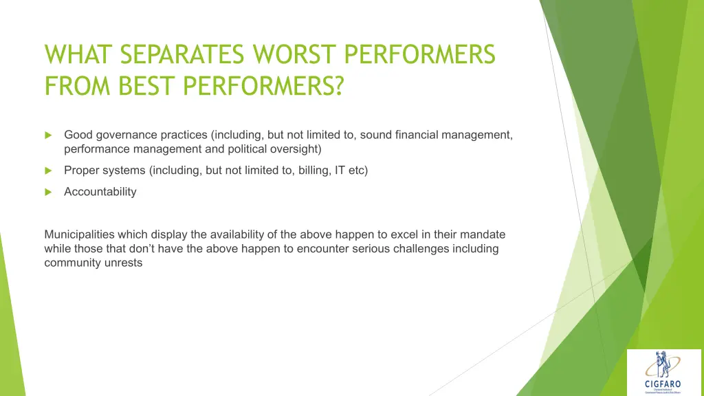 what separates worst performers from best