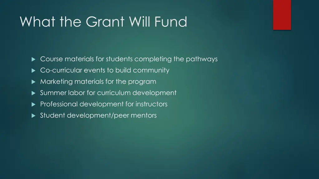 what the grant will fund