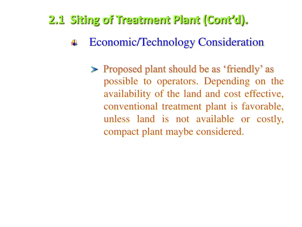 2 1 siting of treatment plant cont d