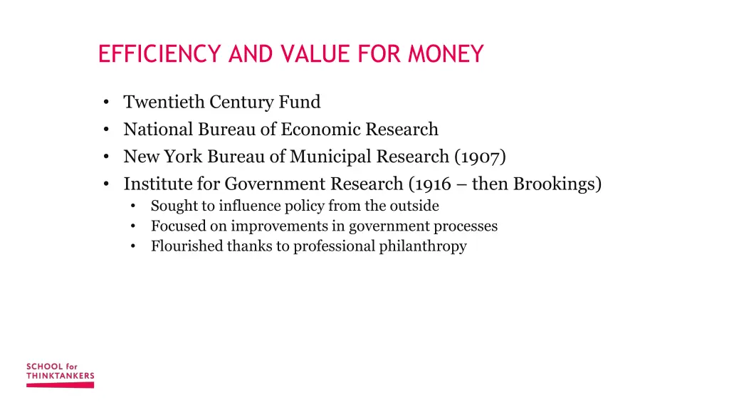 efficiency and value for money