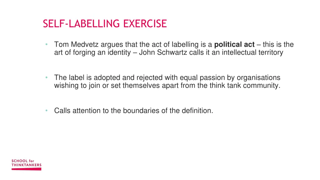 self labelling exercise