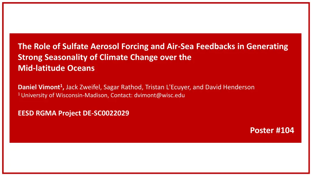 the role of sulfate aerosol forcing 3