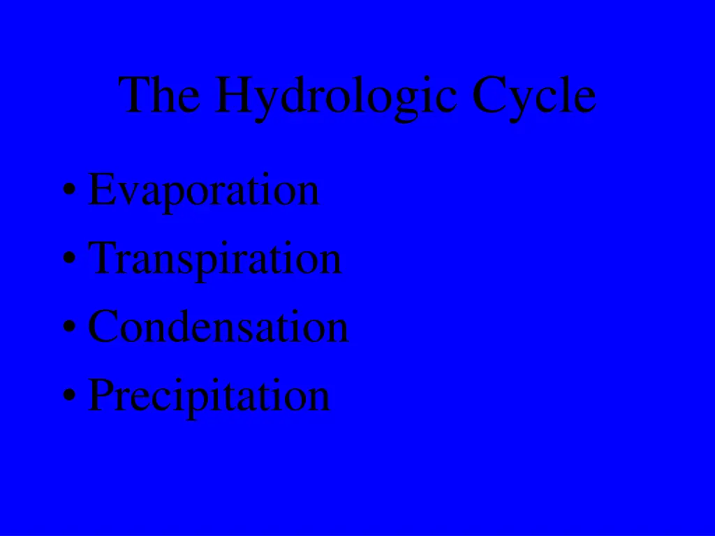 the hydrologic cycle
