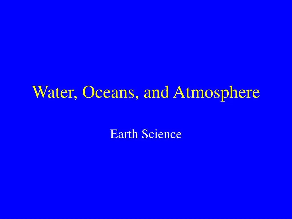 water oceans and atmosphere