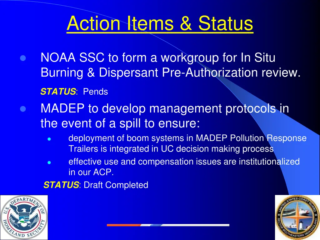 action items status