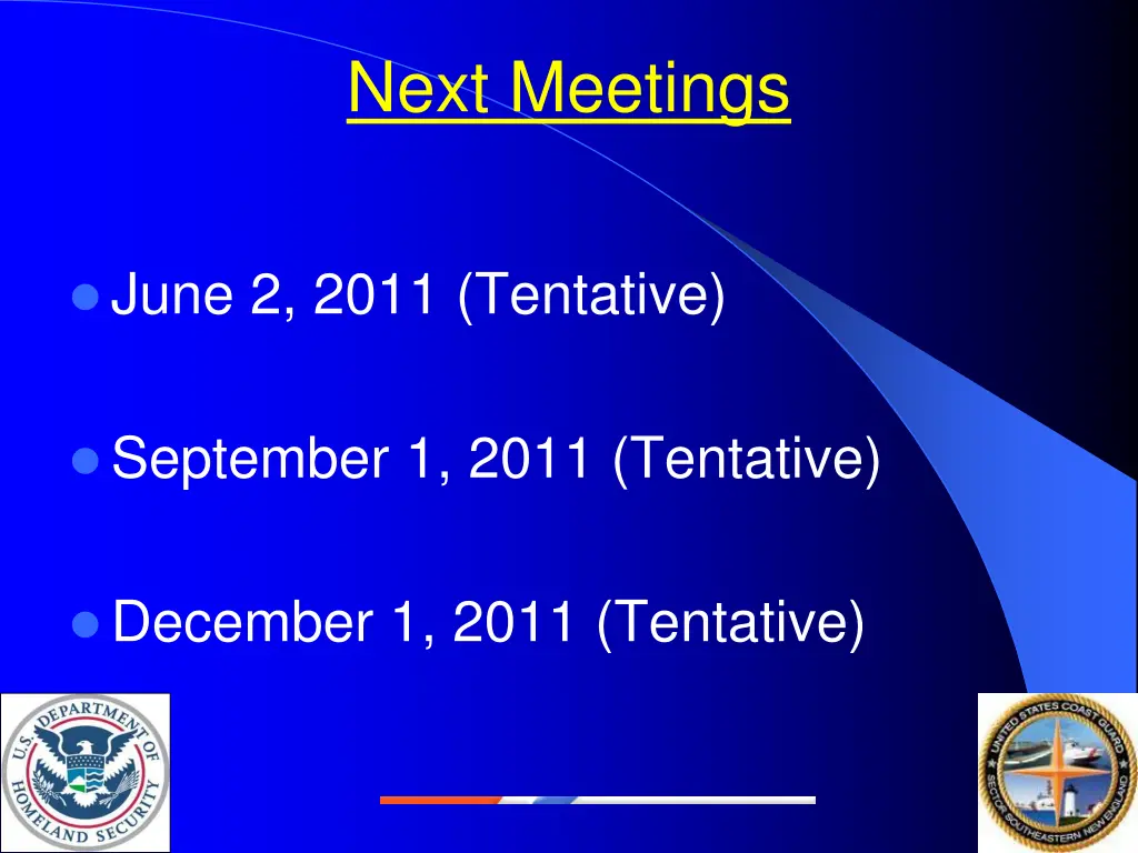 next meetings