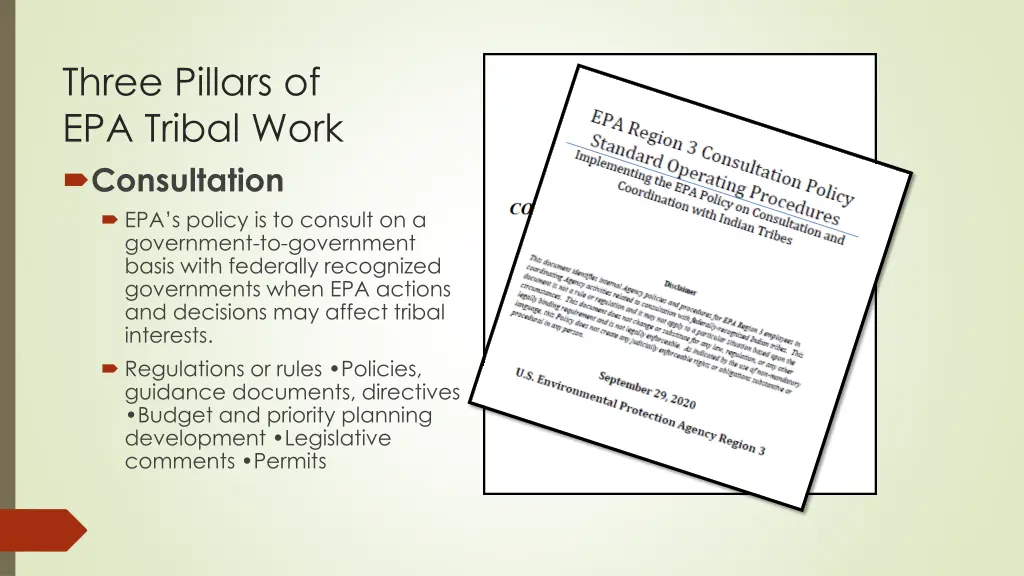 three pillars of epa tribal work consultation