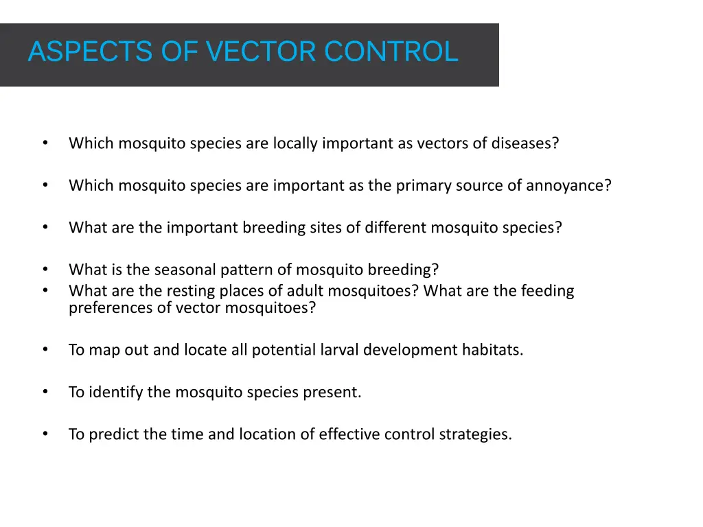 aspects of vector control