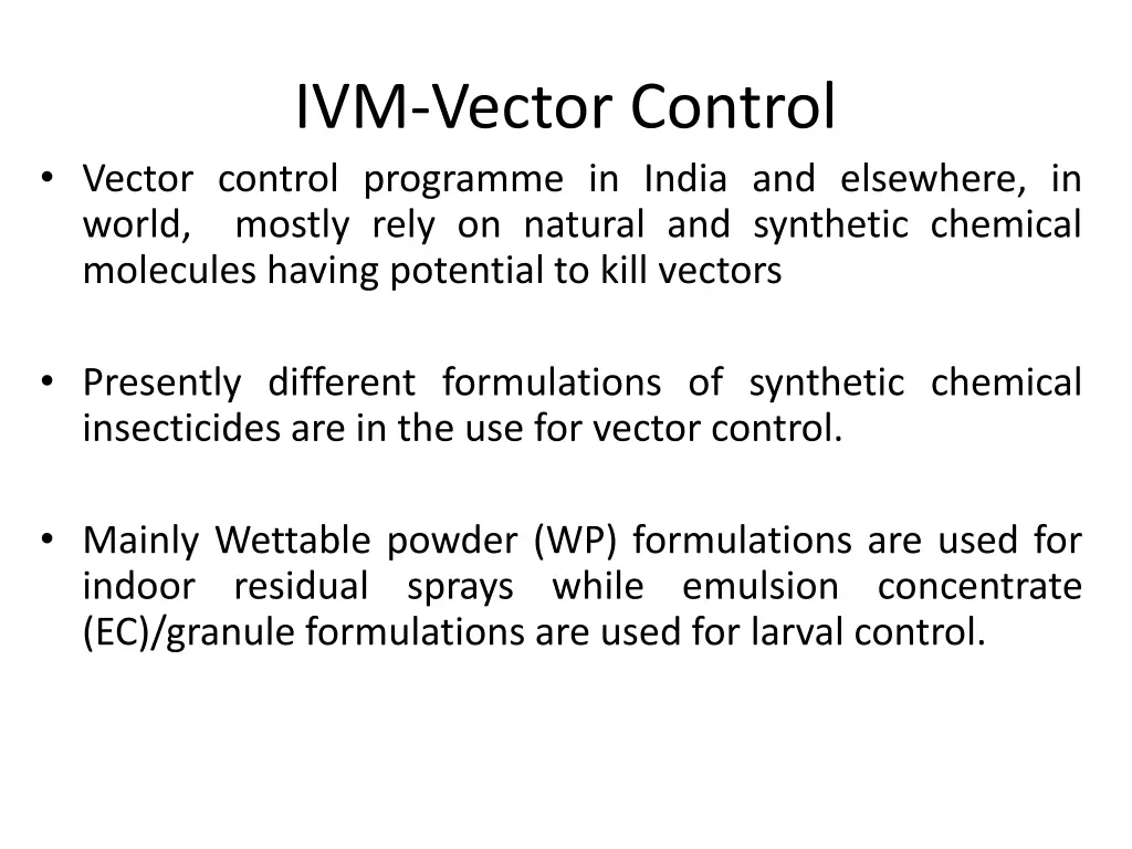 ivm vector control vector control programme