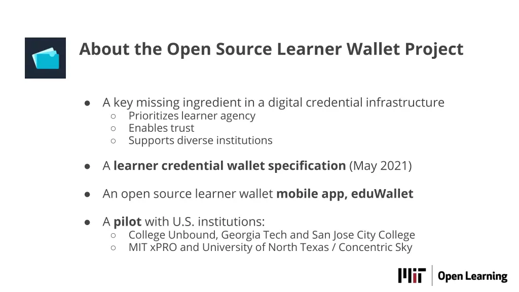 about the open source learner wallet project
