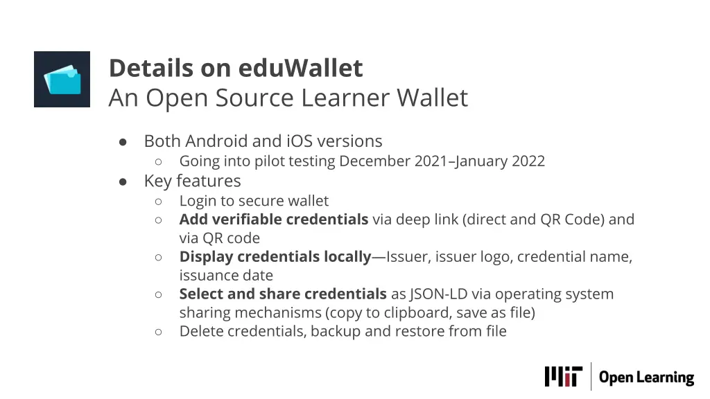 details on eduwallet an open source learner wallet