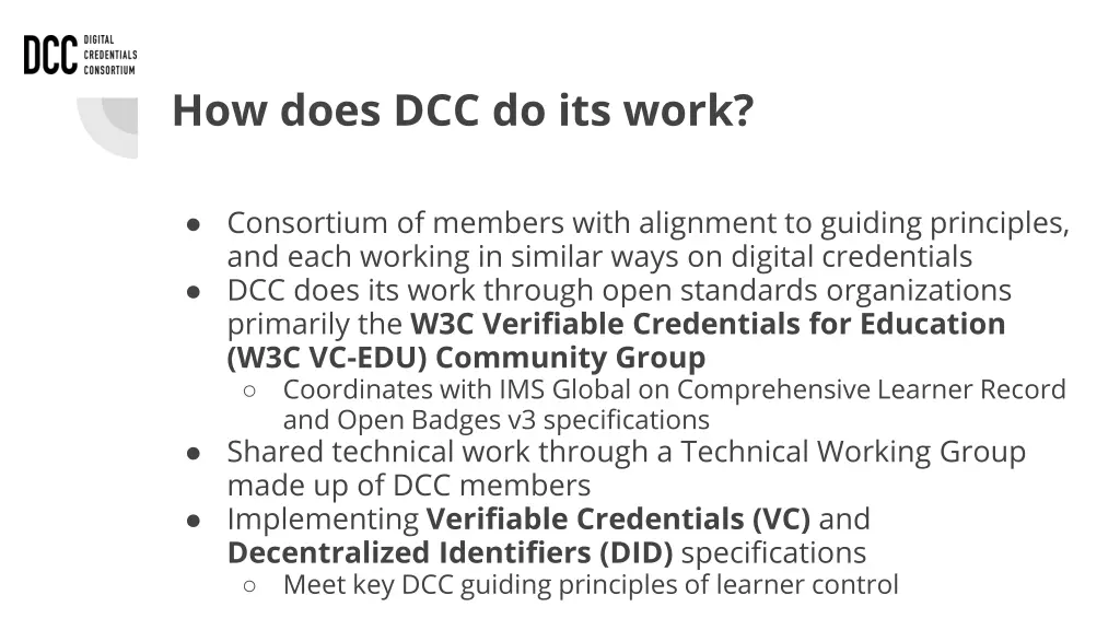 how does dcc do its work