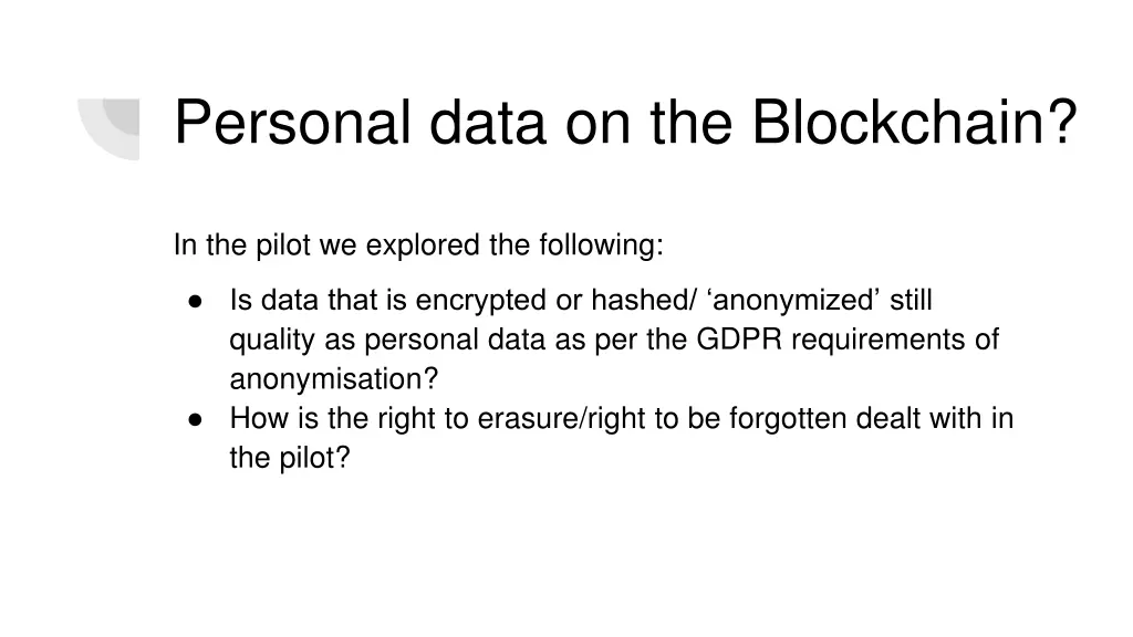 personal data on the blockchain
