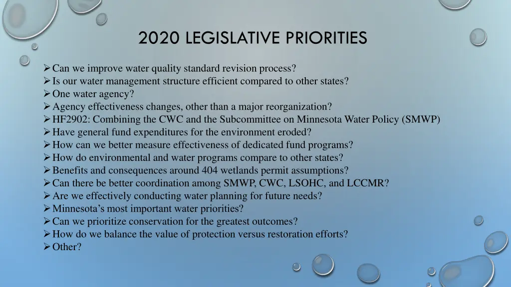 2020 legislative priorities