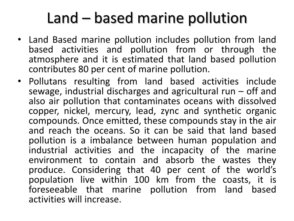 land based marine pollution