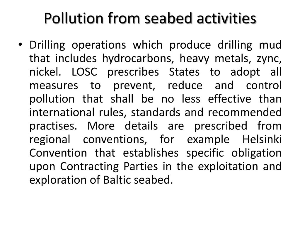 pollution from seabed activities