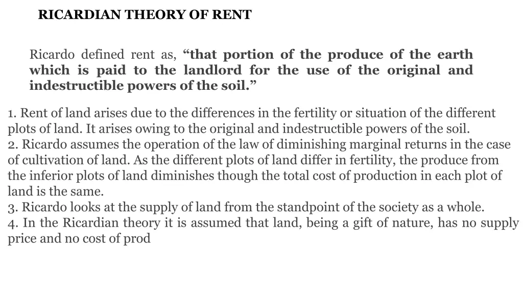 ricardian theory of rent