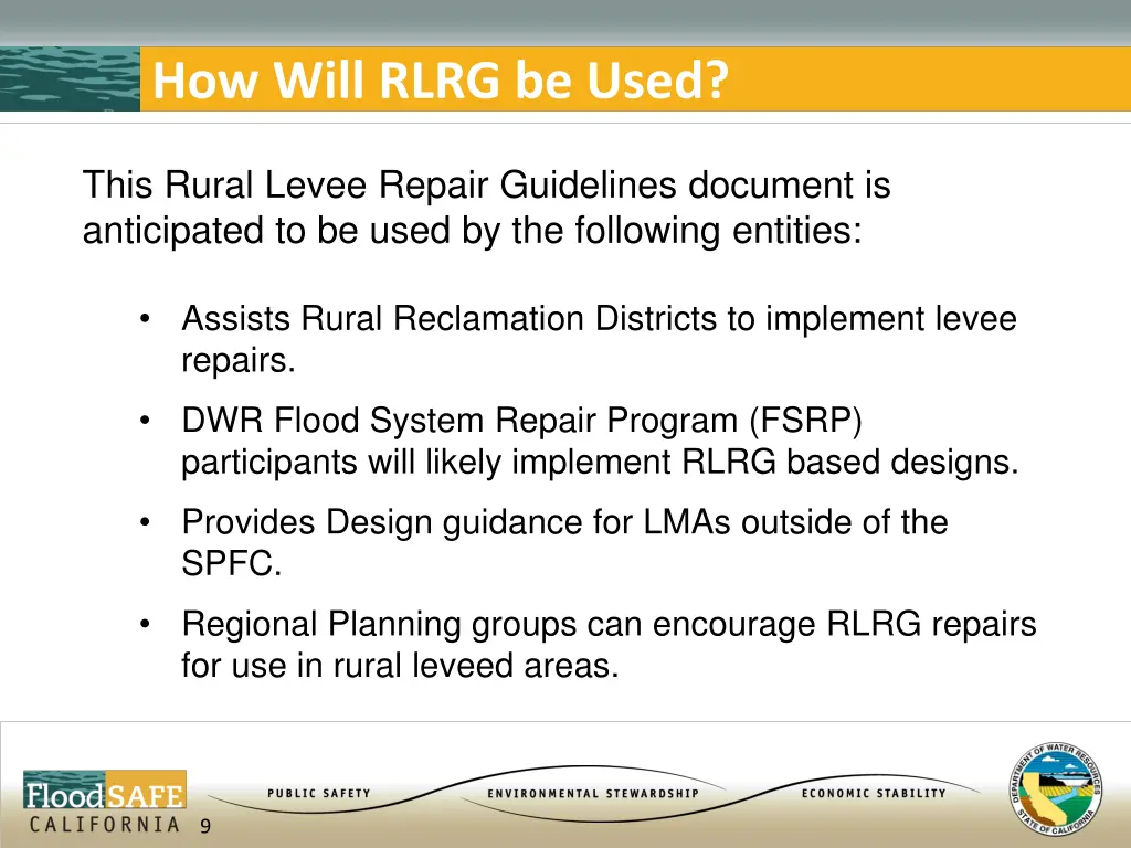 how will rlrg be used