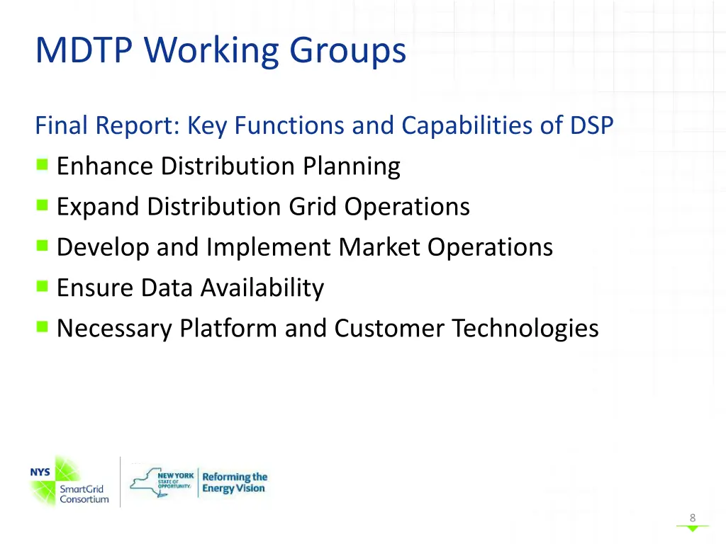 mdtp working groups