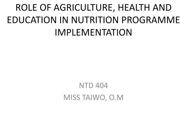 role of agriculture health and education