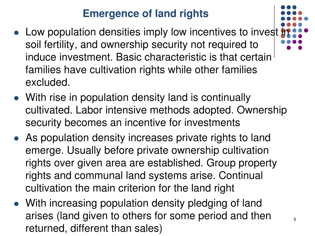 emergence of land rights