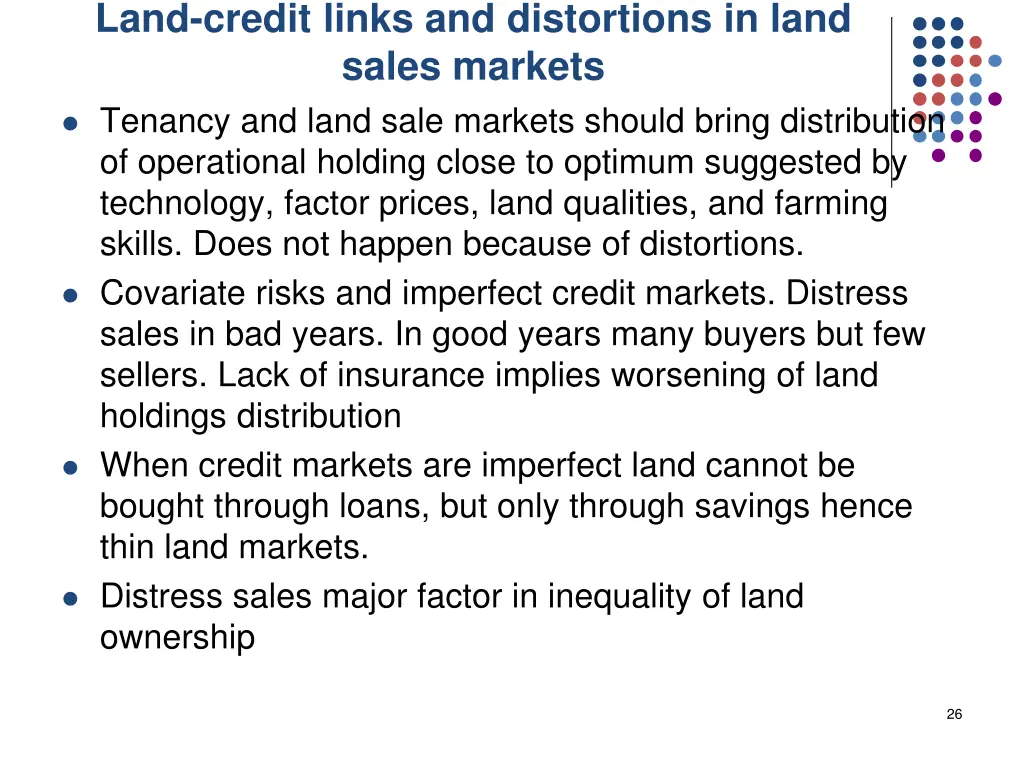 land credit links and distortions in land sales