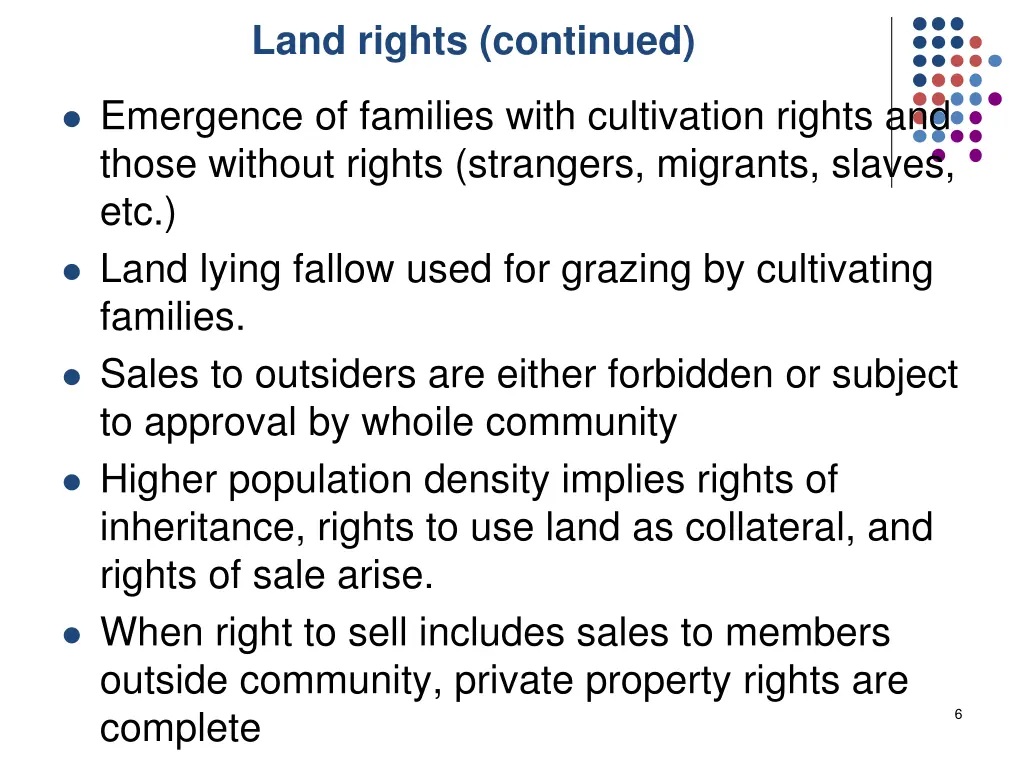 land rights continued