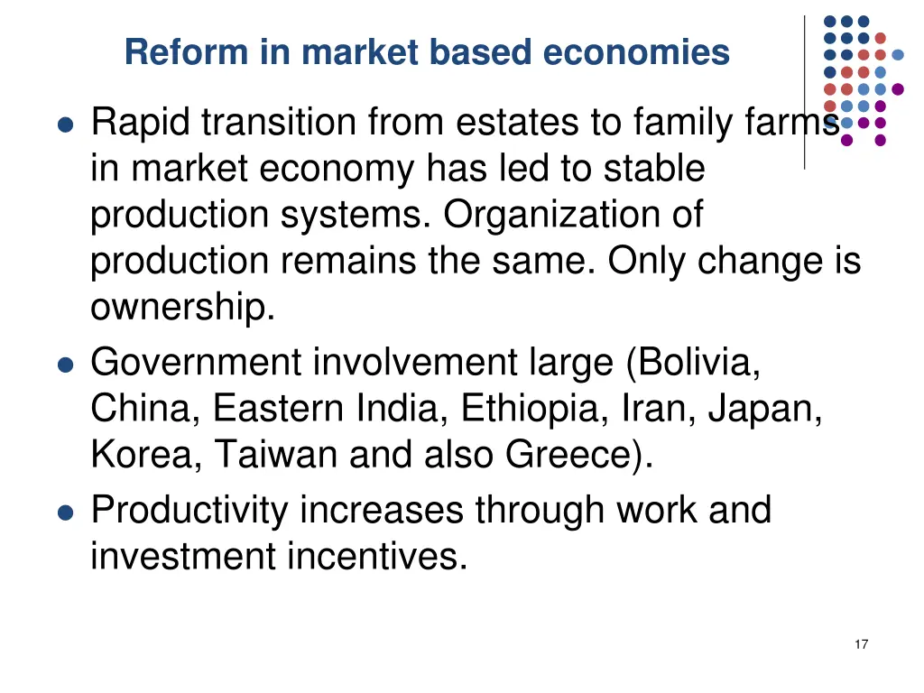 reform in market based economies