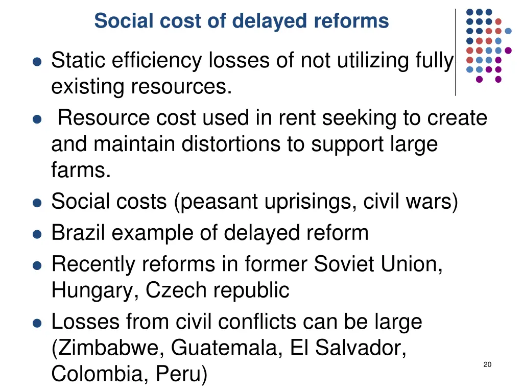 social cost of delayed reforms