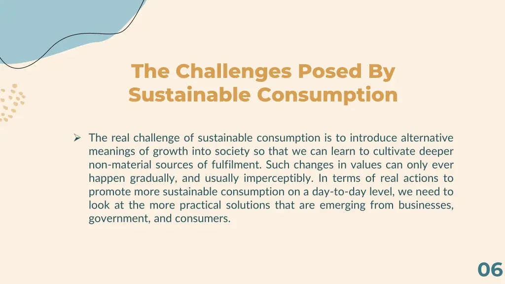 the challenges posed by sustainable consumption