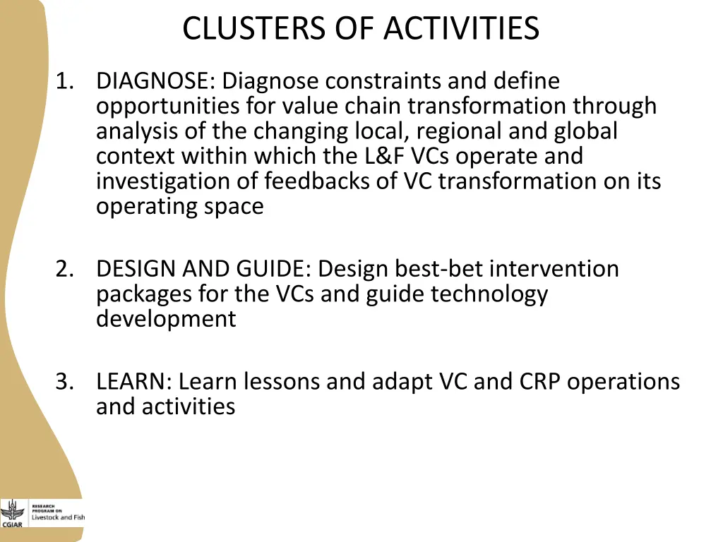 clusters of activities
