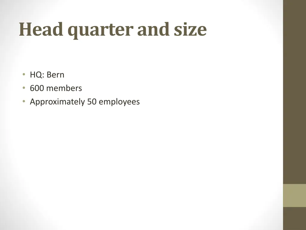 head quarter and size