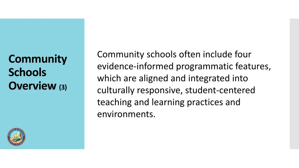 community schools often include four evidence