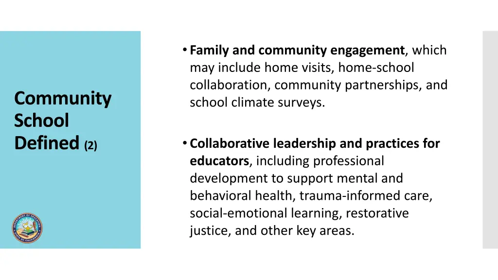family and community engagement which may include
