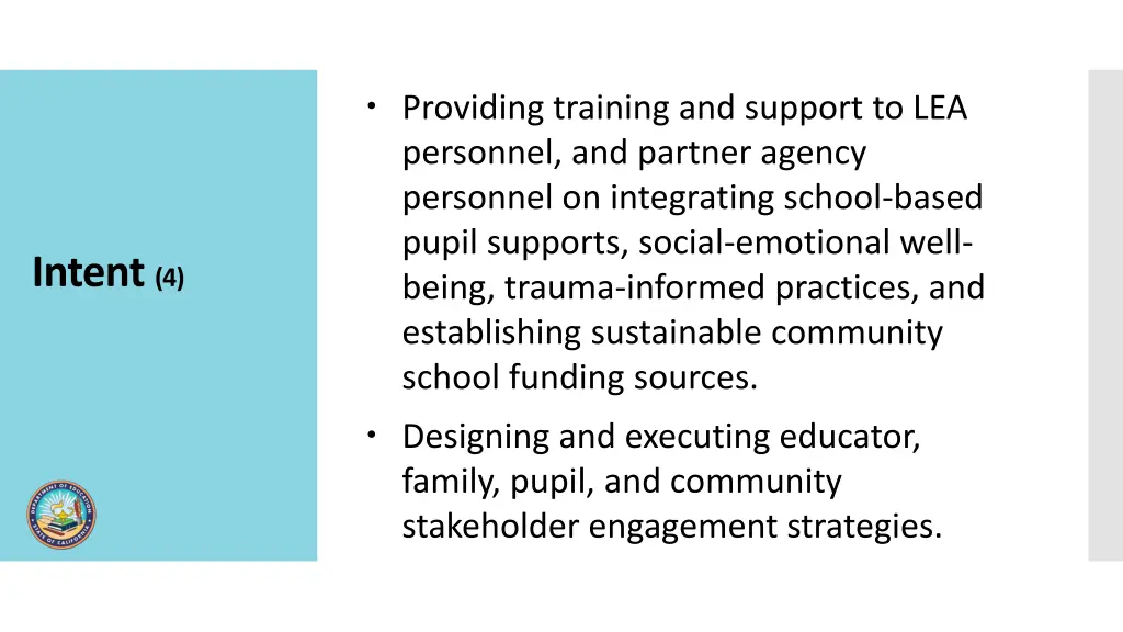 providing training and support to lea personnel