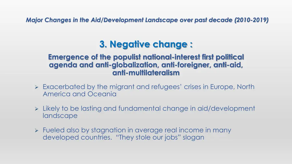 major changes in the aid development landscape 3