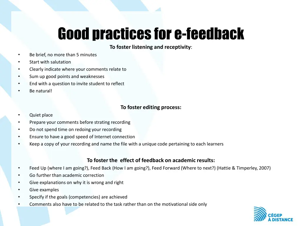 good practices for e feedback to foster listening
