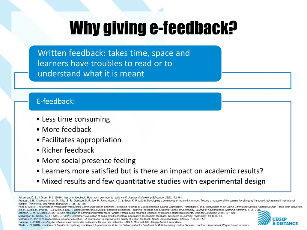 why giving e feedback