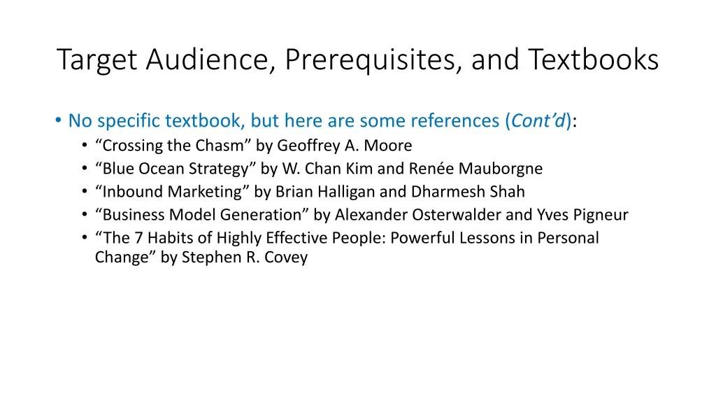 target audience prerequisites and textbooks 1