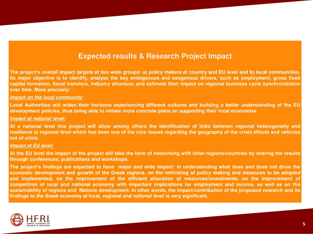 expected results research project impact
