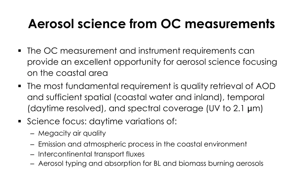 aerosol science from oc measurements