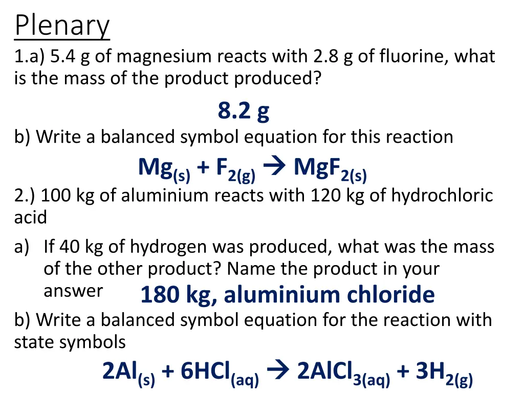 plenary 1 a 5 4 g of magnesium reacts with