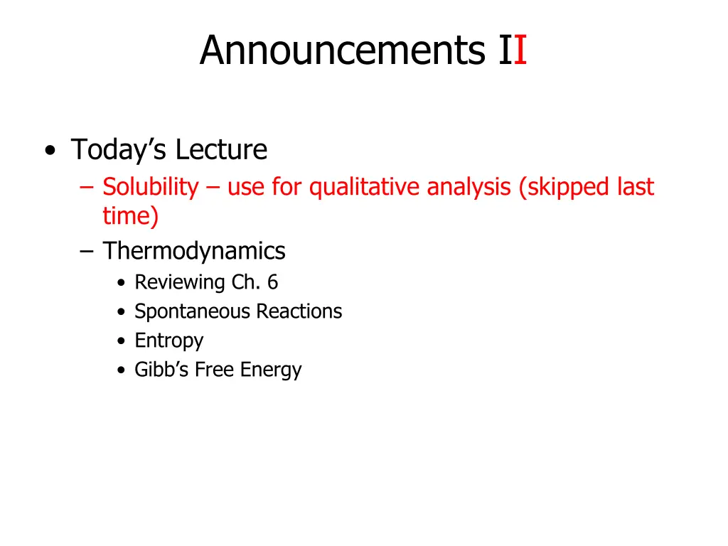 announcements ii
