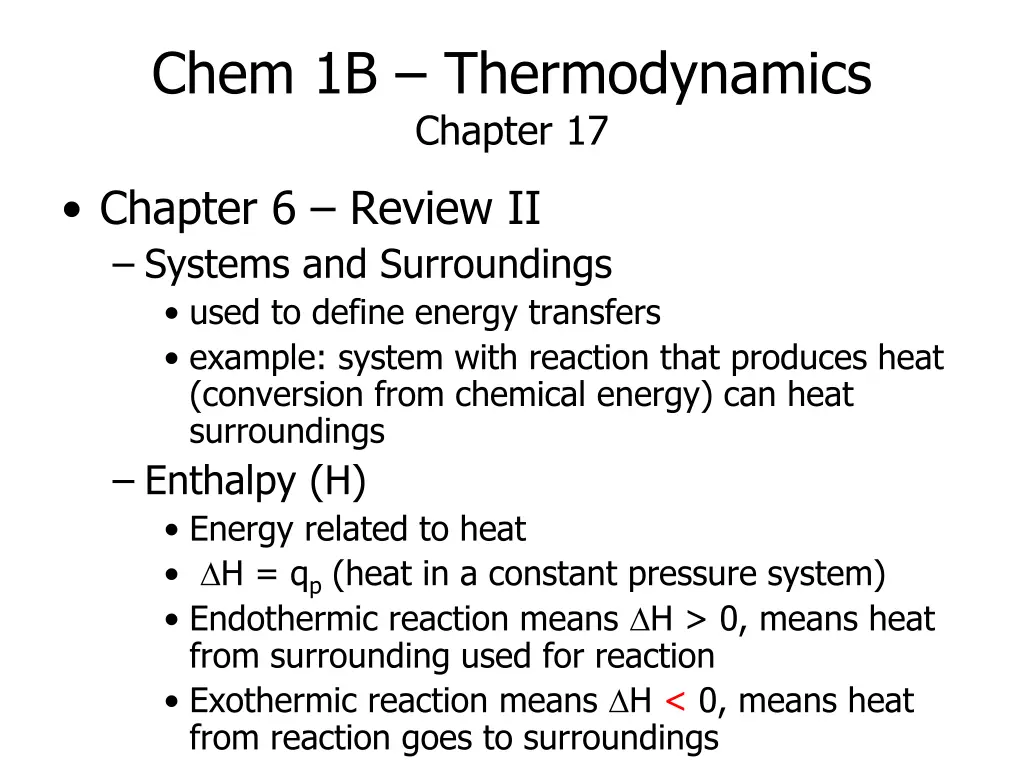 chem 1b thermodynamics chapter 17 1