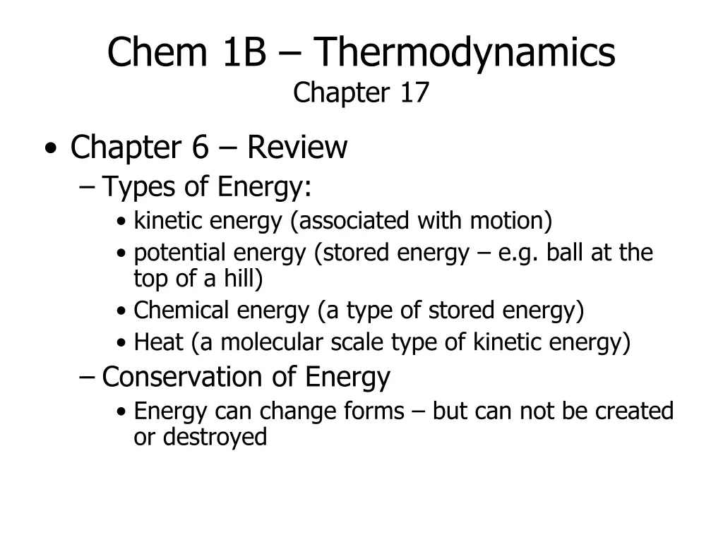 chem 1b thermodynamics chapter 17