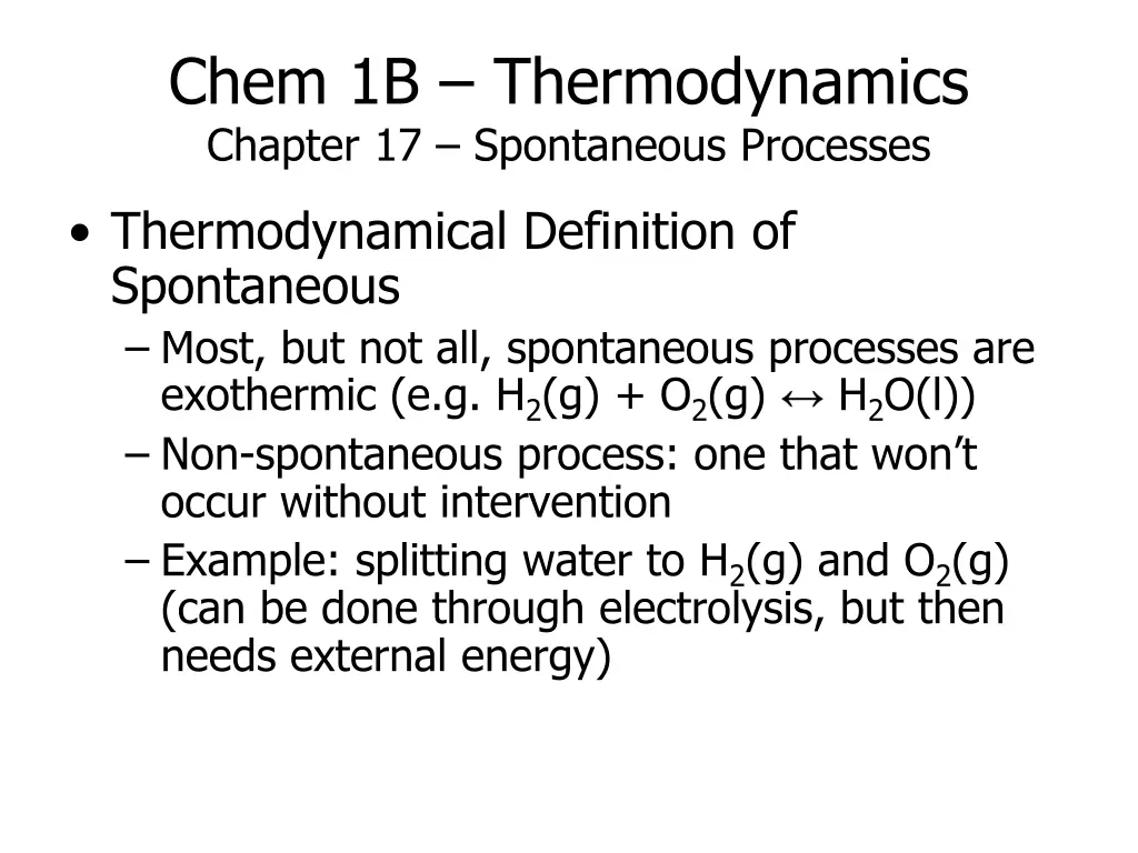 chem 1b thermodynamics chapter 17 spontaneous 1
