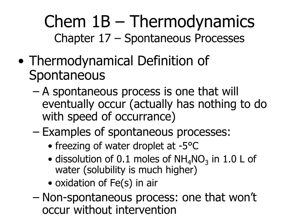 chem 1b thermodynamics chapter 17 spontaneous