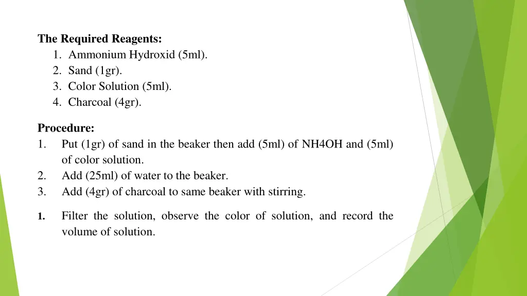 the required reagents 1 ammonium hydroxid